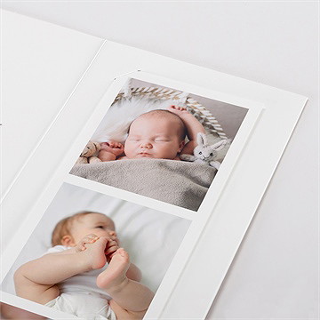 Faire-part naissance en rouge et noir photomaton - Détail du faire-part