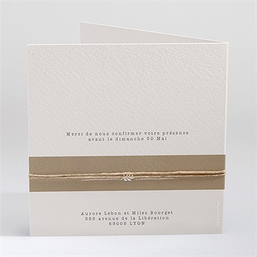 Faire-part mariage ronde de bonheur carré plié - Dos du faire-part