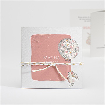 Faire-part naissance tendre lapin accordéon