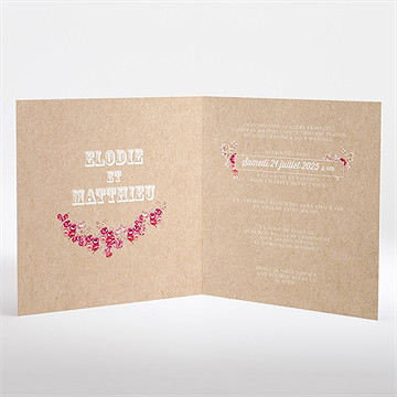 Faire-part mariage a l'aventure carré plié ! - Intérieur du faire-part