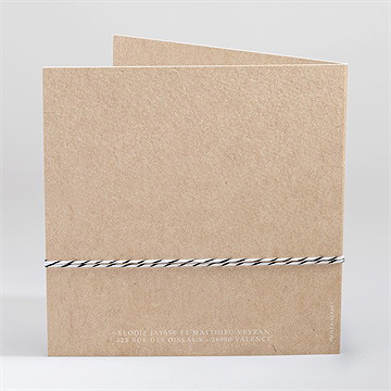 Faire-part mariage a l'aventure carré plié ! - Dos du faire-part
