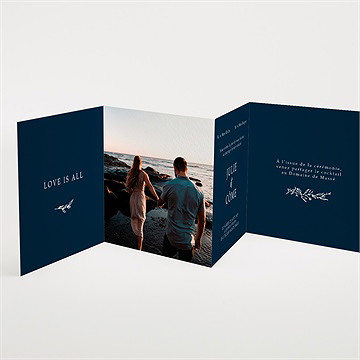 Faire-part mariage bleu minéral accordéon - Intérieur du faire-part