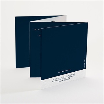 Faire-part mariage bleu minéral accordéon - Dos du faire-part