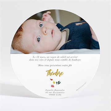 Faire-part naissance petit roi rond - Dos du faire-part