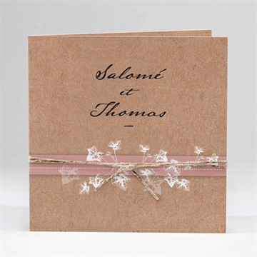 Faire-part mariage lierre grimpant carré plié