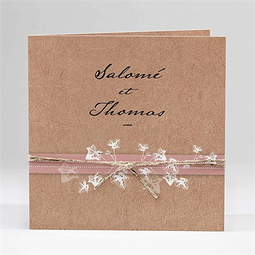 Faire-part mariage lierre grimpant carré plié