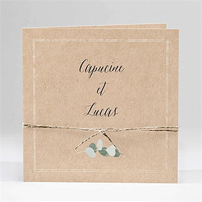 Faire-part mariage eucalyptus carré plié