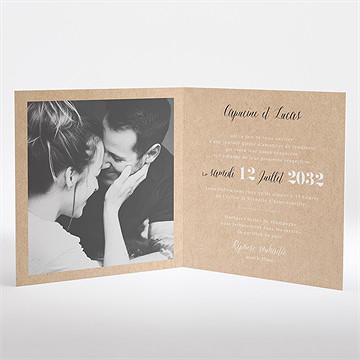 Faire-part mariage eucalyptus carré plié - Intérieur du faire-part