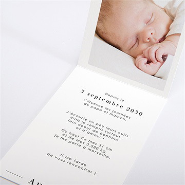 Faire-part naissance éclat minimaliste plié - Intérieur du faire-part