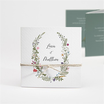 Faire-part mariage gravure champêtre accordéon