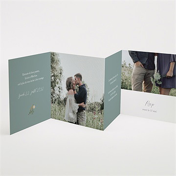 Faire-part mariage gravure champêtre accordéon - Intérieur du faire-part