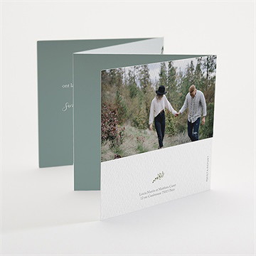 Faire-part mariage gravure champêtre accordéon - Dos du faire-part