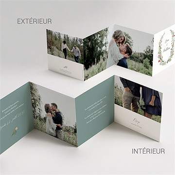 Faire-part mariage gravure champêtre accordéon - Vue détaillée