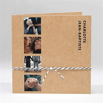 Faire-part mariage so kraft carré plié