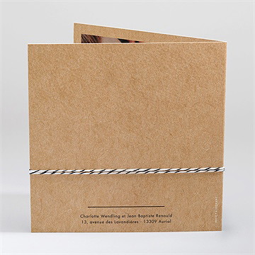 Faire-part mariage so kraft carré plié - Dos du faire-part