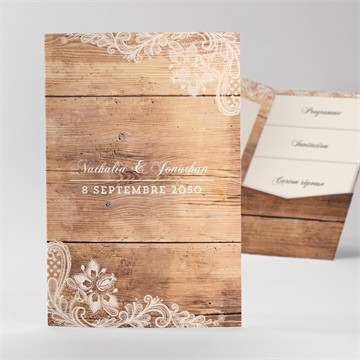Faire-part mariage boisé pocketfold