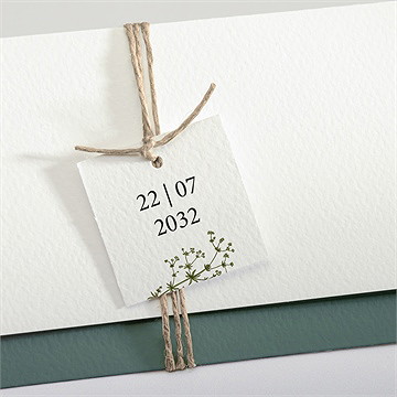 Faire-part mariage gravure champêtre pochette - Détail du faire-part