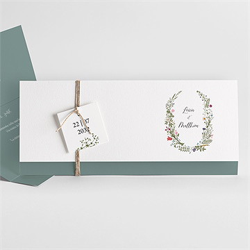 Faire-part mariage gravure champêtre pochette - Faire-part entier