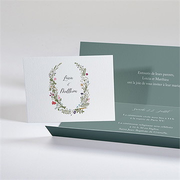 Faire-part mariage gravure champêtre pochette - Intérieur du faire-part