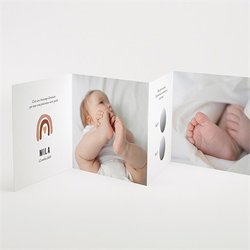 Faire-part naissance arc en ciel accordéon - Détail du faire-part
