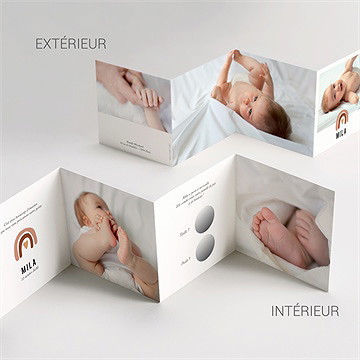Faire-part naissance arc en ciel accordéon - Intérieur du faire-part