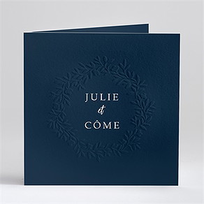 Faire-part mariage bleu minéral gaufrage