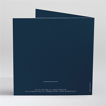 Faire-part mariage bleu minéral gaufrage - Dos du faire-part