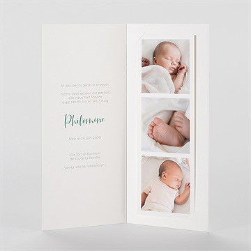 Faire-part naissance tendre signature photomaton - Intérieur du faire-part