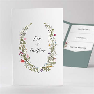 Faire-part mariage gravure champêtre pocketfold