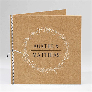 Faire-part mariage kraft champêtre carré plié