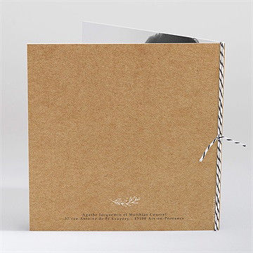 Faire-part mariage kraft champêtre carré plié - Dos du faire-part