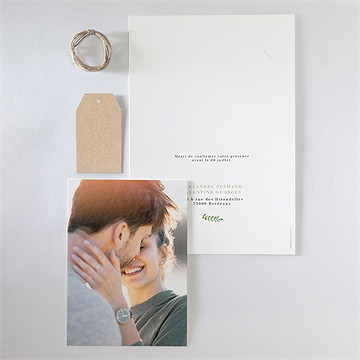 Faire-part mariage fraicheur d'été superposition - Vue d'ensemble verso