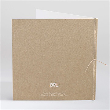 Faire-part mariage champêtre et poésie carré plié - Dos du faire-part