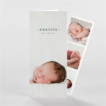 Faire-part naissance vert emeraude photomaton