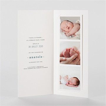 Faire-part naissance vert emeraude photomaton - Intérieur du faire-part