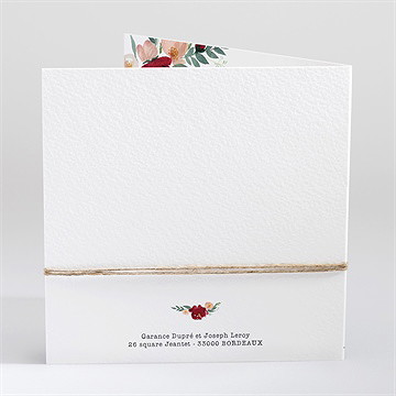 Faire-part mariage jolis coquelicots carré plié - Dos du faire-part