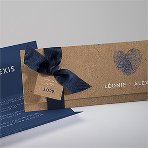 Faire-part mariage uniques empreintes pochette