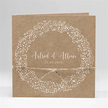 Faire-part mariage couronnés d'etoiles carré plié