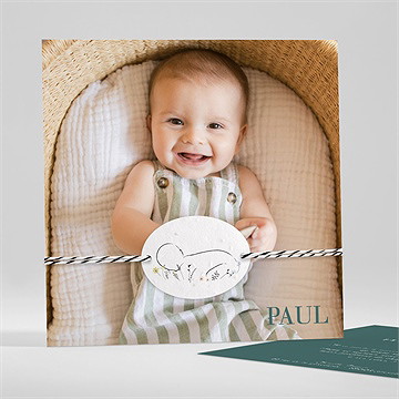 Faire-part naissance menthe carré