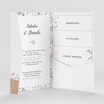 Faire-part mariage fraicheur d'été pocketfold - Intérieur du faire-part