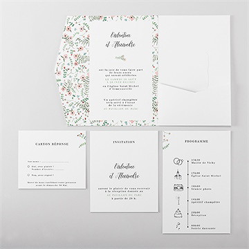 Faire-part mariage fraicheur d'été pocketfold - Vue d'ensemble intérieur
