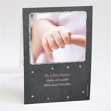 Faire-part naissance elle est si chouette! plié - Dos du faire-part