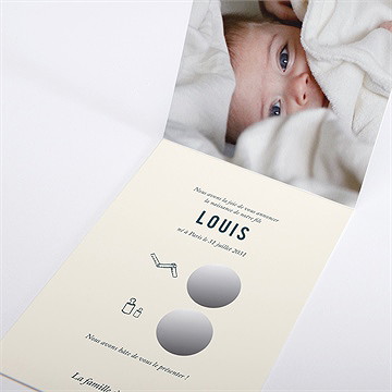 Faire-part naissance baby love pli décalé - Intérieur du faire-part non gratté