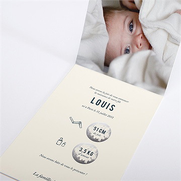 Faire-part naissance baby love pli décalé - Intérieur du faire-part gratté