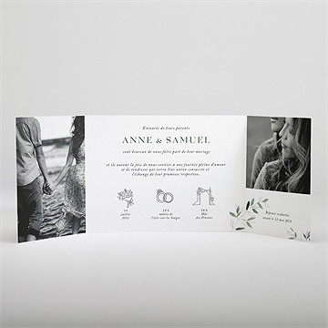 Faire-part mariage la belle histoire 2 volets - Intérieur du faire-part