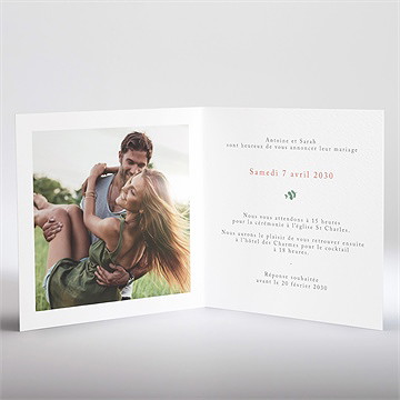 Faire-part mariage notre promesse initial dorure - Intérieur du faire-part