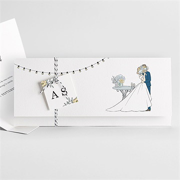 Faire-part mariage guinguette pochette - Faire-part en entier