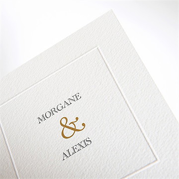 Faire-part mariage lettre moderne gaufrage - Détail du faire-part