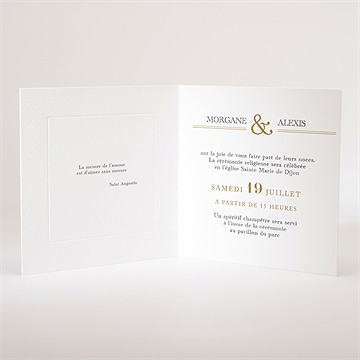 Faire-part mariage lettre moderne gaufrage - Intérieur du faire-part