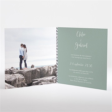 Faire-part mariage a l'unisson carré plié - Intérieur du faire-part